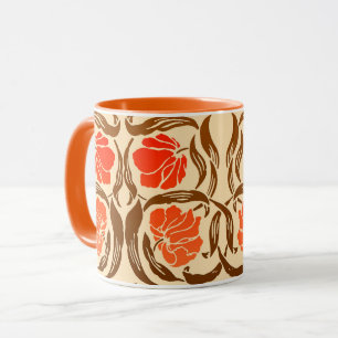 William Morris Pimpernel, Rust Orange and Brown  Mug