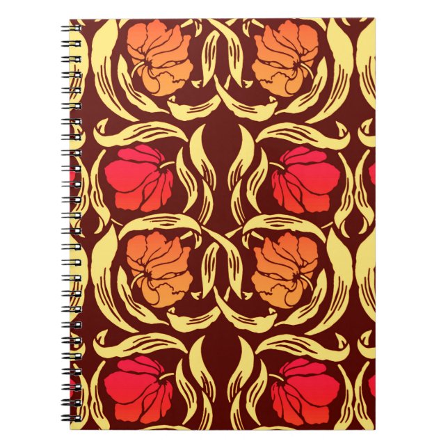 William Morris Pimpernel, Rust Orange and Brown Notebook (Front)
