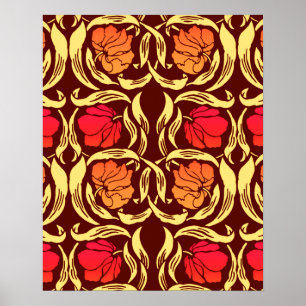 William Morris Pimpernel, Rust Orange and Brown Poster