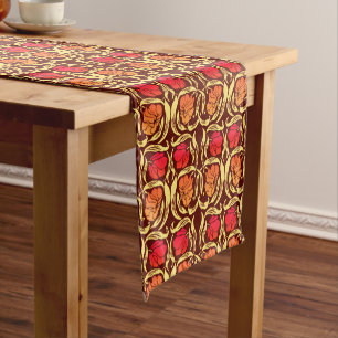 William Morris Pimpernel, Rust Orange and Brown  Short Table Runner