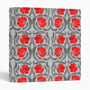 William Morris Pimpernel, Silver Gray and Red Binder