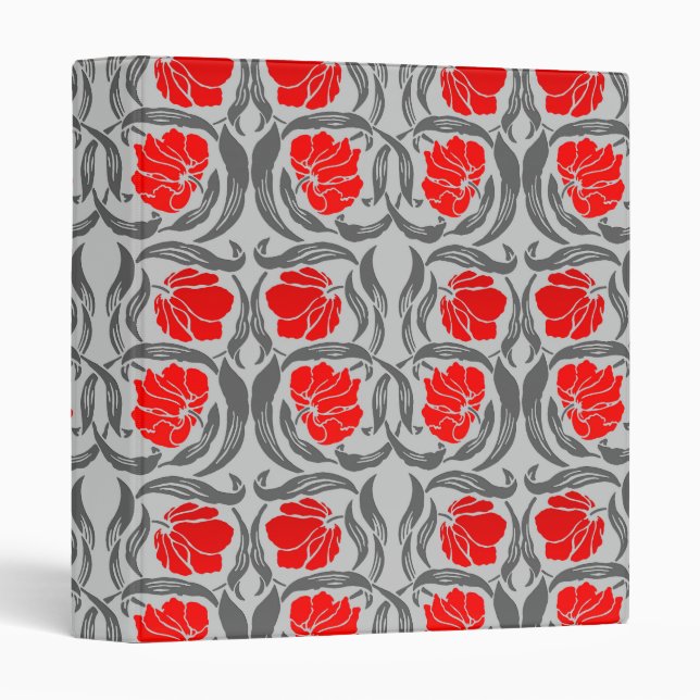 William Morris Pimpernel, Silver Grey and Red Binder (Front/Spine)