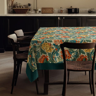 William Morris Pimpernel terracotta pastel blue Tablecloth