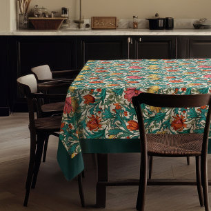 William Morris Pimpernel terracotta pastel blue Tablecloth