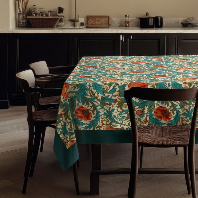 William Morris Pimpernel terracotta pastel blue Tablecloth (William Morris Pimpernel terracotta pastel blue Tablecloth)