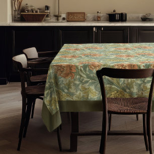 William Morris Pimpernel terracotta pastel green Tablecloth