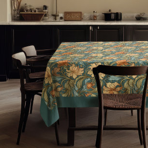 William Morris Pimpernel terracotta pastel green Tablecloth