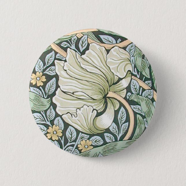 William Morris Pimpernel Tulips Botanical Art 2 Inch Round Button (Front)