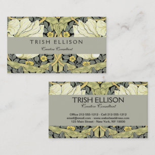 William Morris Pimpernel Tulips Botanical Art Business Card