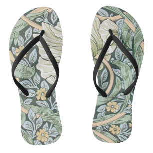 William Morris Pimpernel Tulips Botanical Art Flip Flops