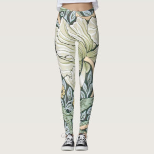 William Morris Pimpernel Tulips Botanical Art Leggings