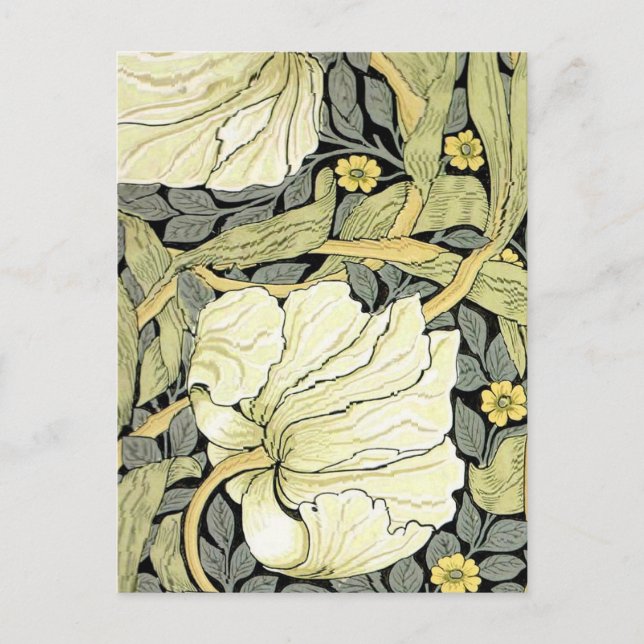 William Morris Pimpernel Tulips Botanical Art Postcard (Front)