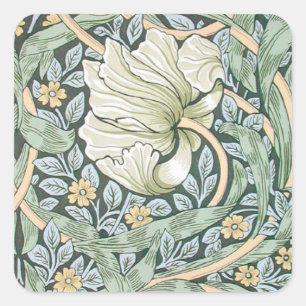 William Morris Pimpernel Tulips Botanical Art Square Sticker