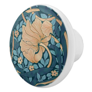 William Morris Pimpernel Vintage Pattern Ceramic K Knob