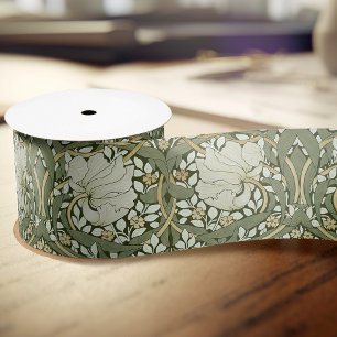 William Morris Pimpernel Vintage Pattern Satin Rib Ribbon