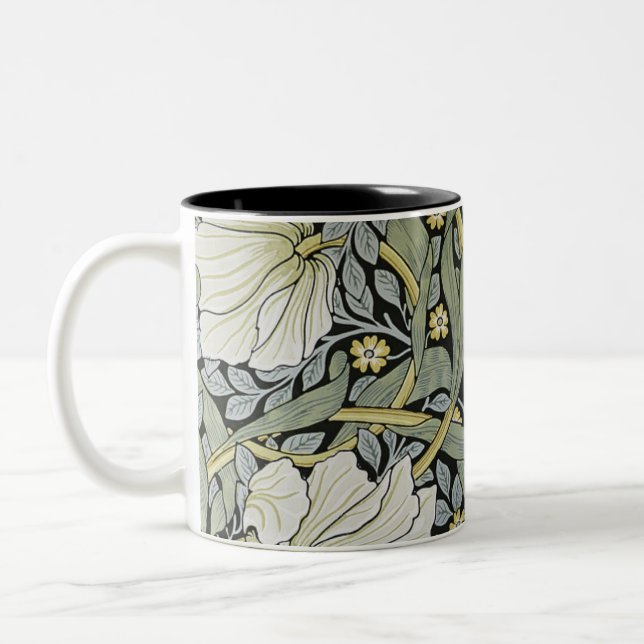 William Morris - Pimpernel  Wallpaper Design Two-Tone Coffee Mug (Left)