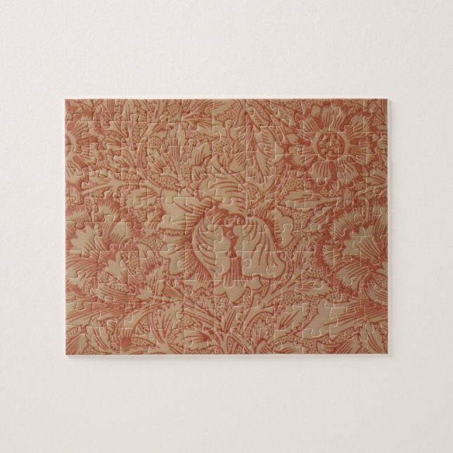William Morris Pink and Poppy Textile Pattern Jigsaw Puzzle (Horizontal)