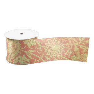William Morris Pink and Rose Design Satin Ribbon