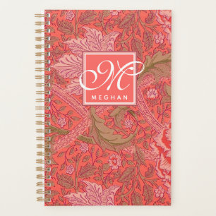 William Morris - Pink Floral Pattern & Monogram Planner