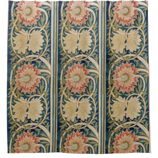 William Morris Pink Floral Silk Embroidery Antique (Front)