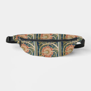 William Morris Pink Floral Silk Embroidery Antique Fanny Pack