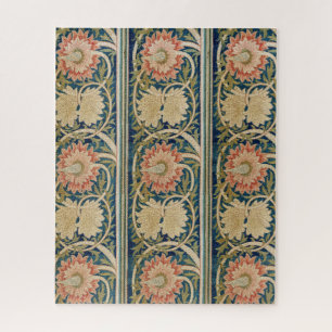 William Morris Pink Floral Silk Embroidery Antique Jigsaw Puzzle