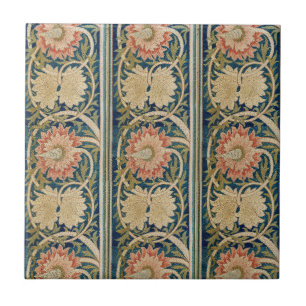 William Morris Pink Floral Silk Embroidery Antique Tile