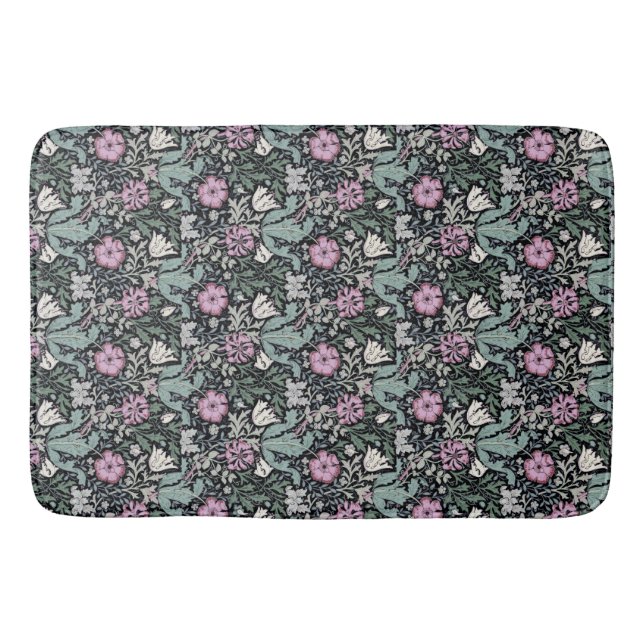 William Morris Pink Poppy Botanical Victorian  Bath Mat (Front)