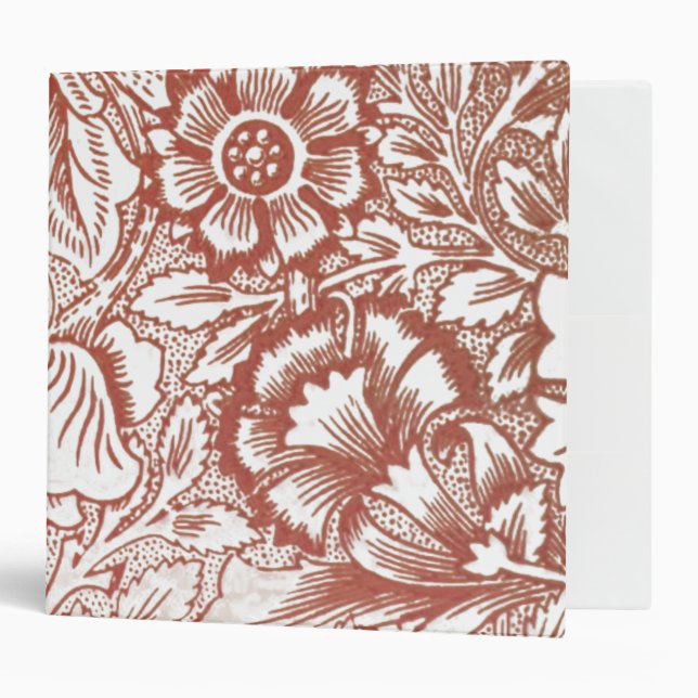 William Morris Pink Poppy Flower Floral Binder (Front/Inside)