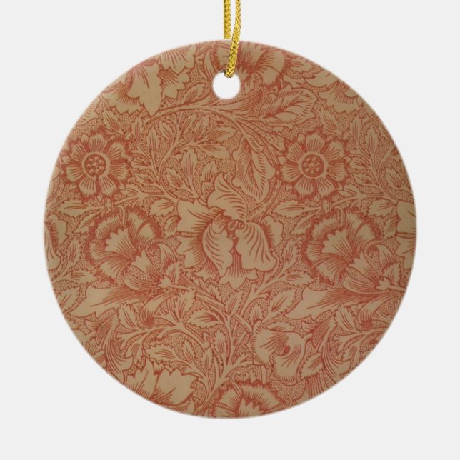 William Morris Pink Poppy Flower Floral Ceramic Ornament (Front)