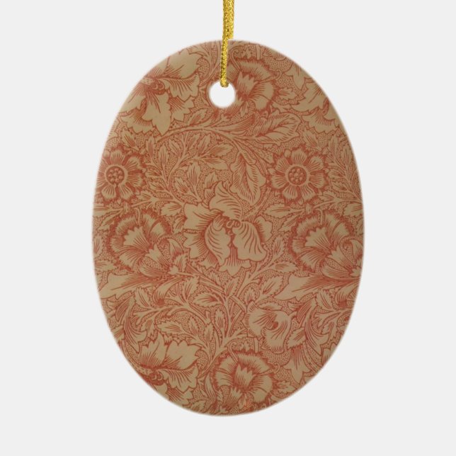 William Morris Pink Poppy Flower Floral Ceramic Ornament (Front)
