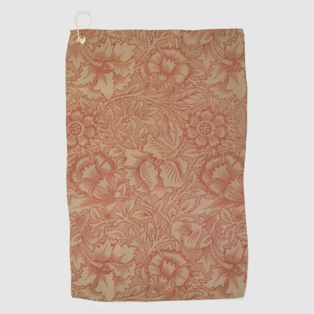 William Morris Pink Poppy Flower Floral Golf Towel (Front)