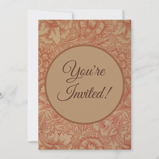 William Morris Pink Poppy Flower Floral Invitation (Front)
