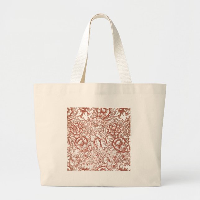 William Morris Pink Poppy Flower Floral Large Tote Bag (Front)