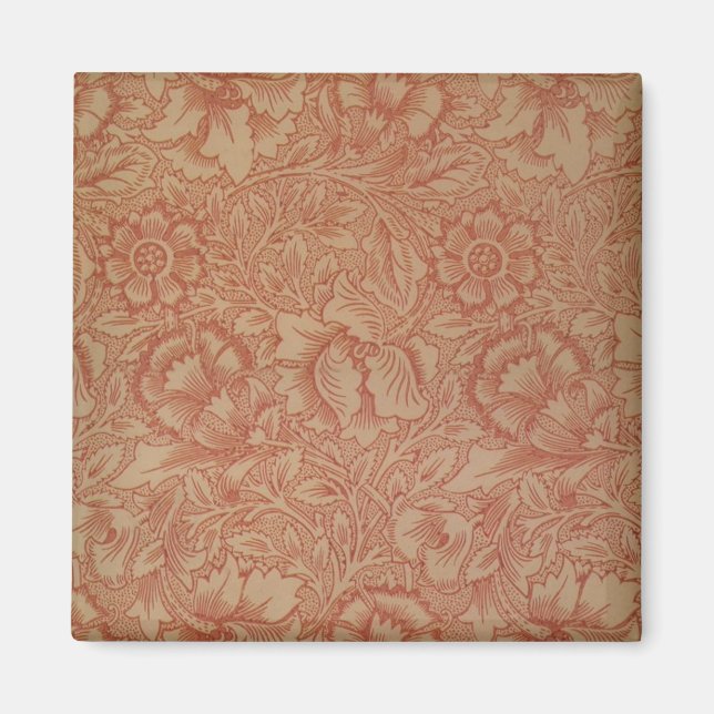 William Morris Pink Poppy Flower Floral Magnet (Front)