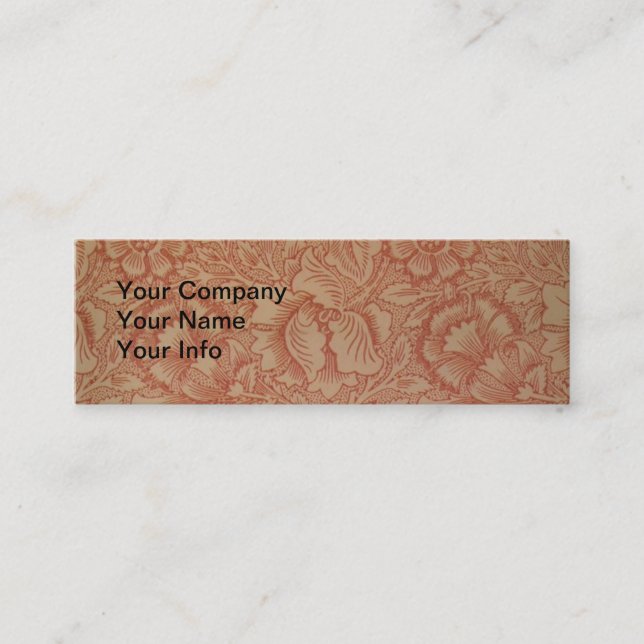 William Morris Pink Poppy Flower Floral Mini Business Card (Front)
