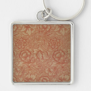 William Morris Pink Poppy Flower Pattern Keychain