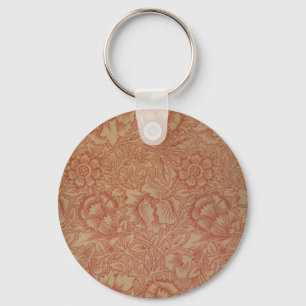 William Morris Pink Poppy Flower Pattern Keychain