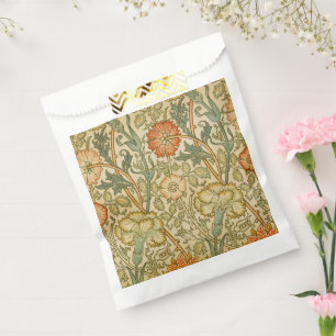William Morris Pink Rose Border Floral Art Favour Bag