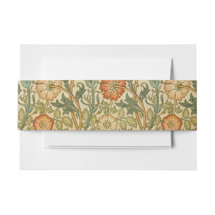 William Morris Pink Rose Border Floral Art Invitation Belly Band