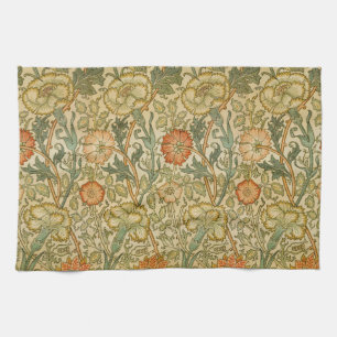 William Morris Pink Rose Border Floral Art Kitchen Towel
