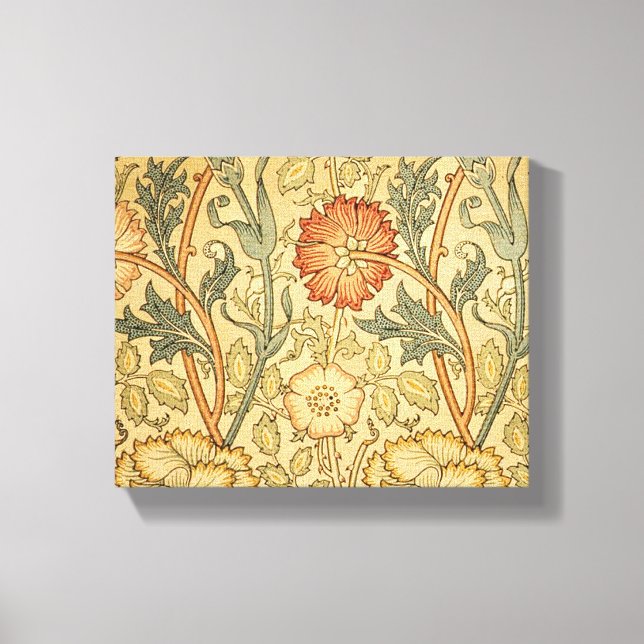 William Morris Pink Rose Flower Wallpaper Pattern Canvas Print (Front)