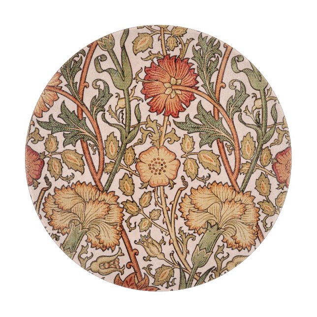 William Morris Pink Rose Flower Wallpaper Pattern Cutting Board (Front)