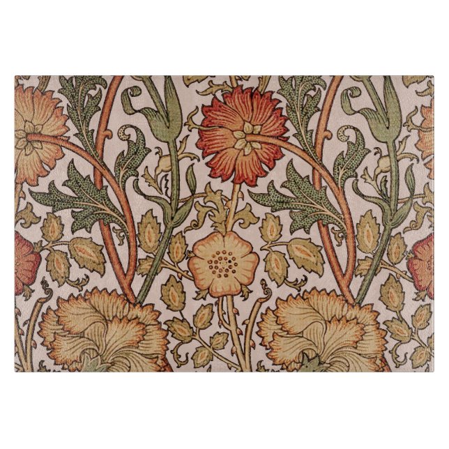 William Morris Pink Rose Flower Wallpaper Pattern Cutting Board (Front)