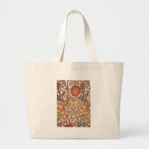 William Morris Pink Rose Flower Wallpaper Pattern Large Tote Bag