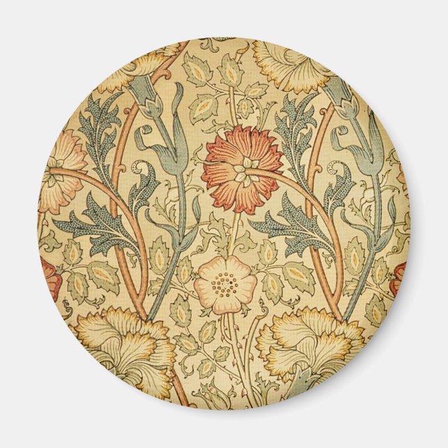 William Morris Pink Rose Flower Wallpaper Pattern Magnet (Front)