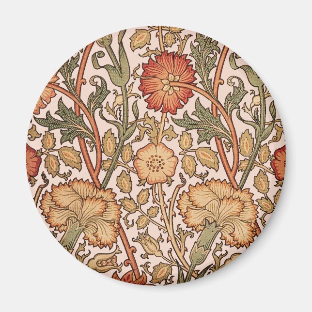 William Morris Pink Rose Flower Wallpaper Pattern Magnet (Front)