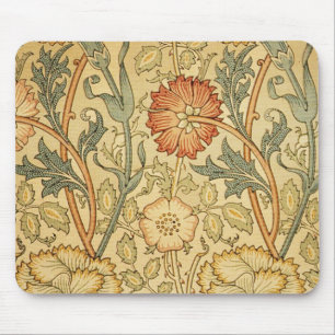 William Morris Pink Rose Flower Wallpaper Pattern Mouse Pad
