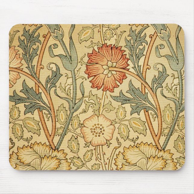 William Morris Pink Rose Flower Wallpaper Pattern Mouse Pad (Front)