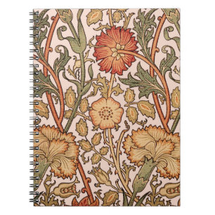 William Morris Pink Rose Flower Wallpaper Pattern Notebook